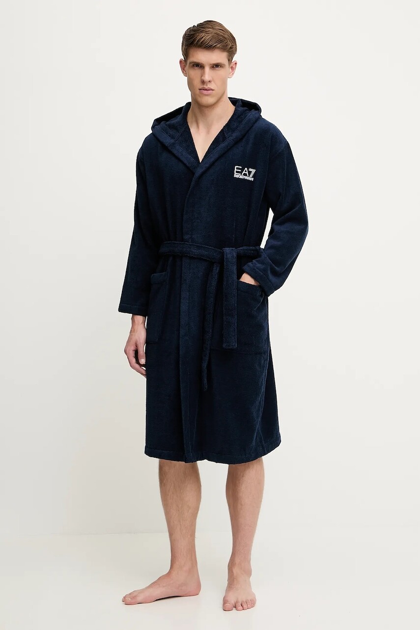 Bavlnený župan EA7 Emporio Armani tmavomodrá farba, AF14014.7M000441