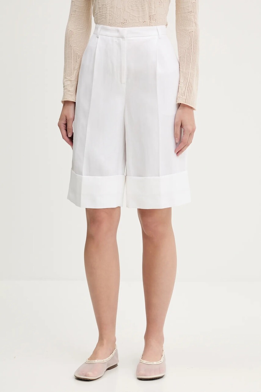 Šortky Blugirl Blumarine biela farba, jednofarebné, vysoký pás, RA5181.T8823