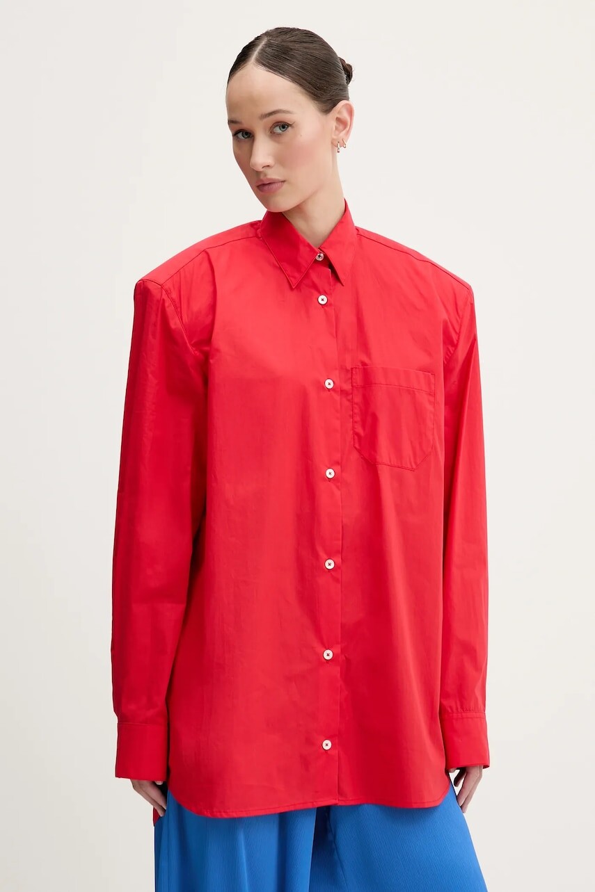 Košeľa Fiorucci Red Embroidered Padded Shirt červená farba, regular, s klasickým golierom, W02SMTLO347CO01RD01