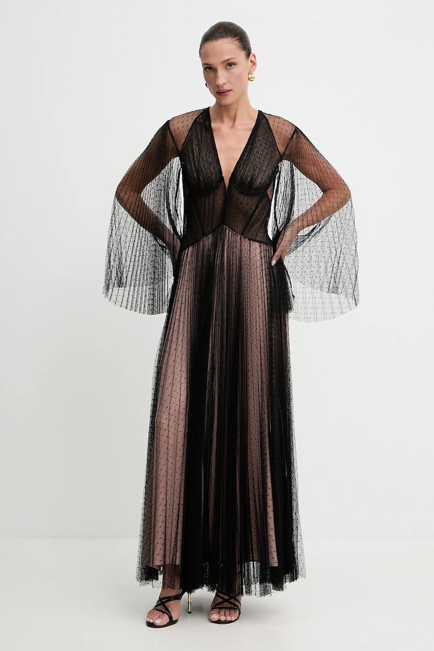 Šaty Twinset čierna farba, maxi, áčkový strih, 251TS2141