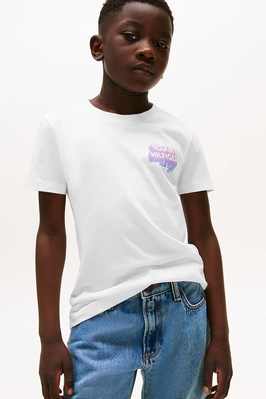 Tričko Tommy Hilfiger biela farba, s potlačou, KB0KB09848