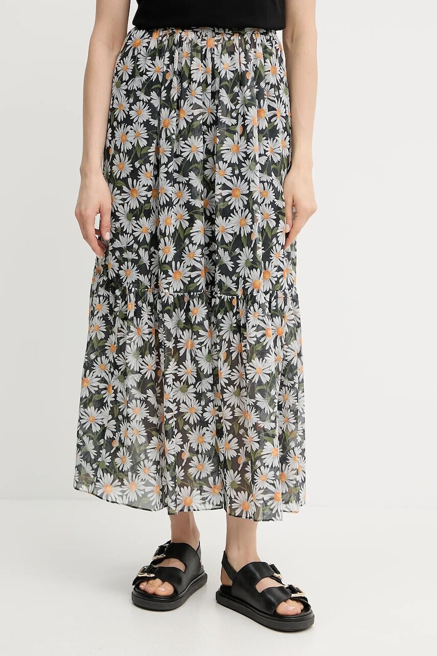 Hodvábna sukňa Weekend Max Mara čierna farba, maxi, áčkový strih, 2515101013600