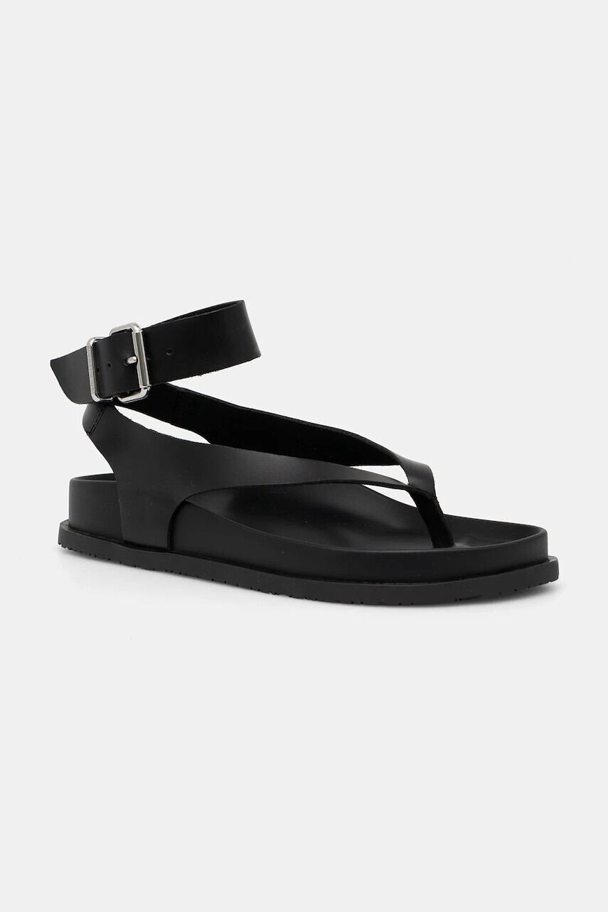 Kožené sandále Tommy Jeans TJW ANKLE STRAP SANDAL čierna farba, EN0EN02873