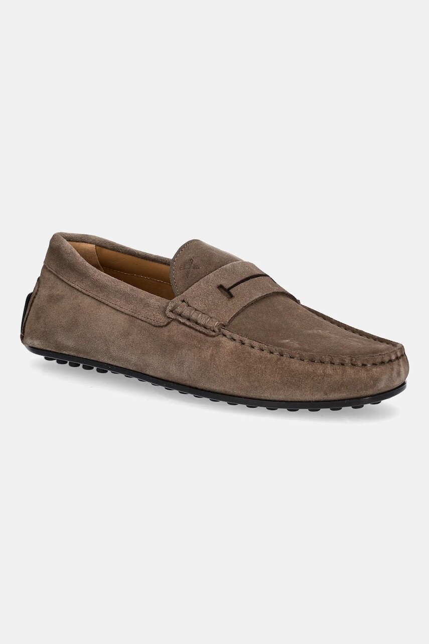 Semišové mokasíny Hackett London DRIVER LOAFER hnedá farba, HMS21485