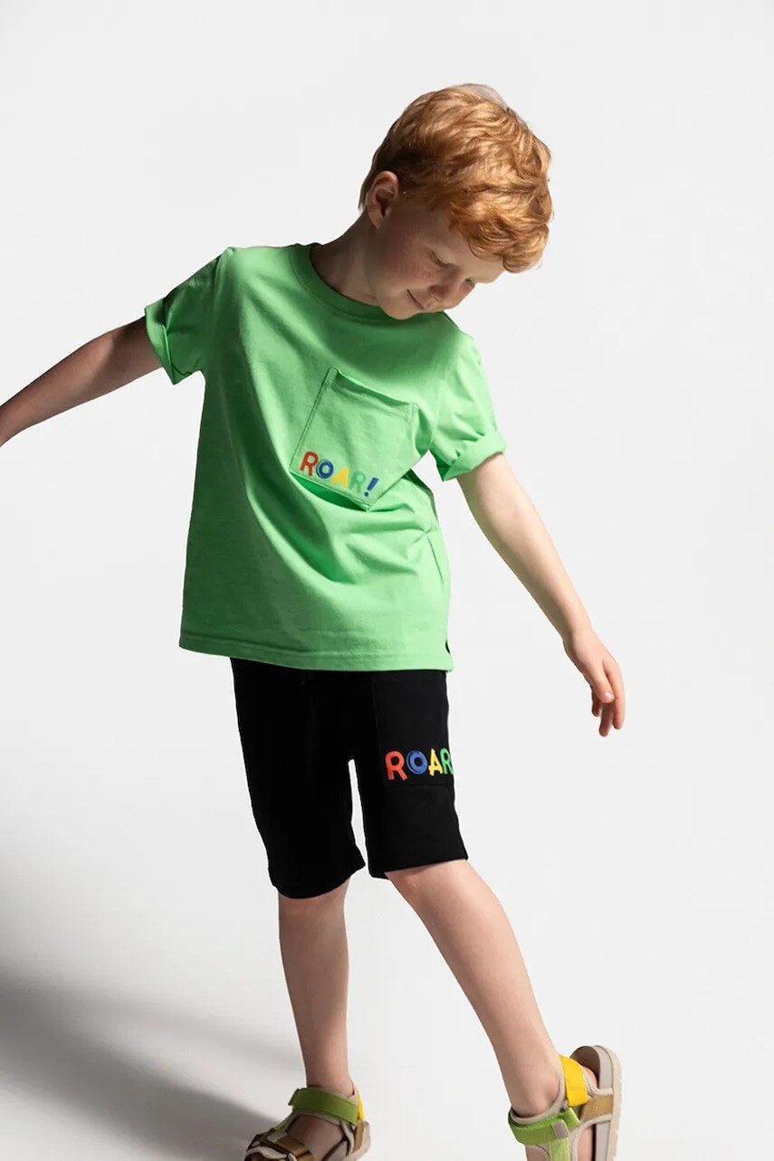 Bavlnené šortky Coccodrillo čierna farba, nastaviteľný pás TROPICAL STORY BOY KIDS