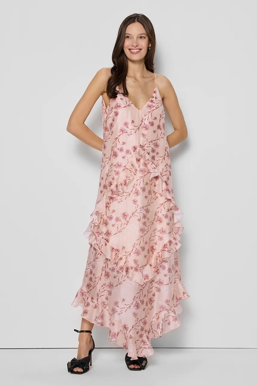 Šaty Bizuu PATRICA béžová farba, maxi, rovný strih, PATRICA BEŻOWY