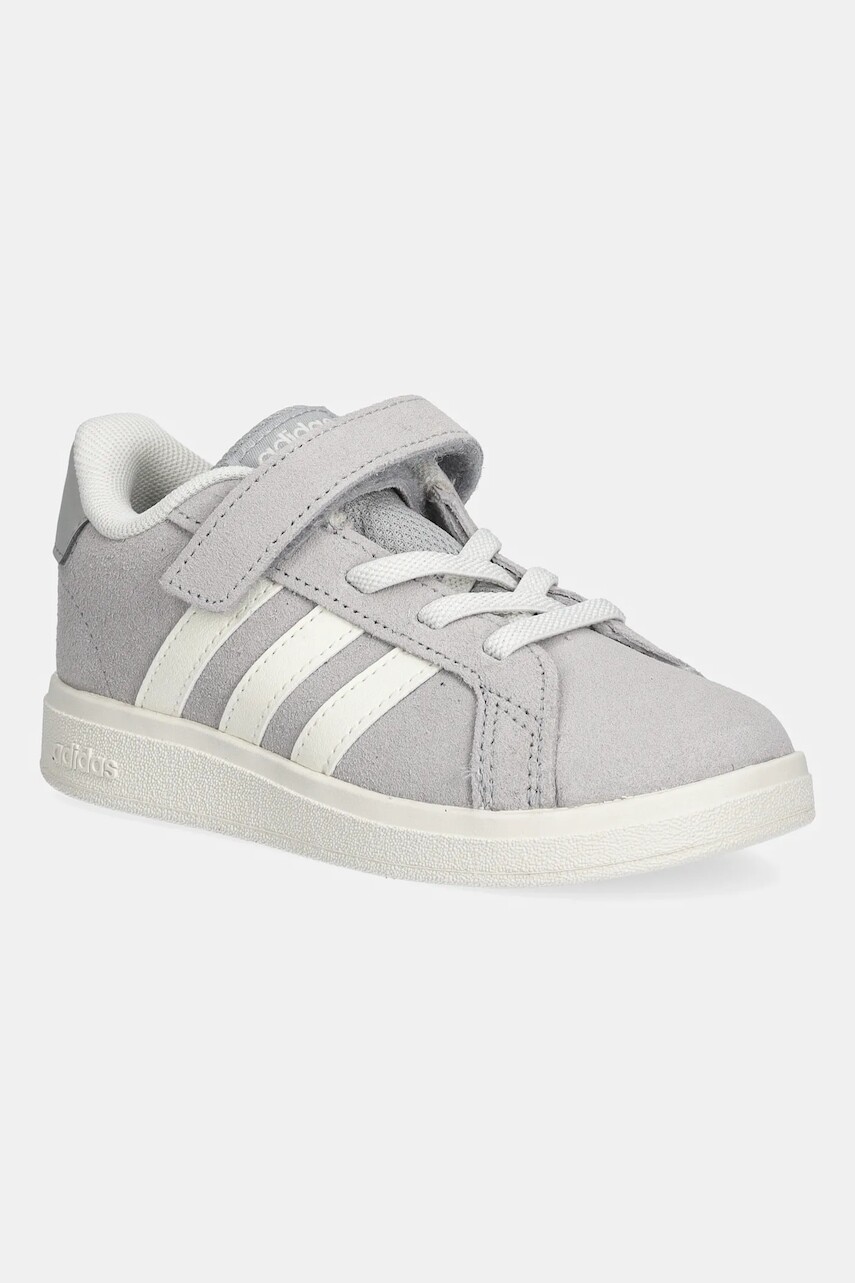 Detské semišové tenisky adidas GRAND COURT 00s šedá farba, JR0782
