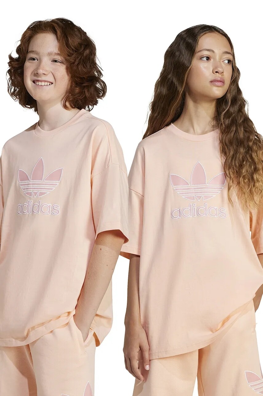 Detské bavlnené tričko adidas Originals oranžová farba, s nášivkou, JC9116