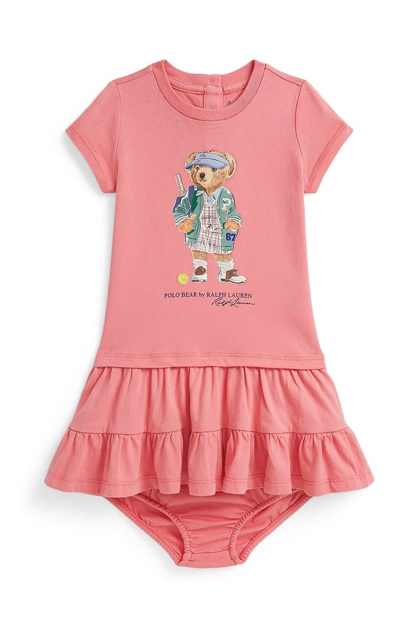Šaty Polo Ralph Lauren ružová farba, mini, áčkový strih, 310971130001