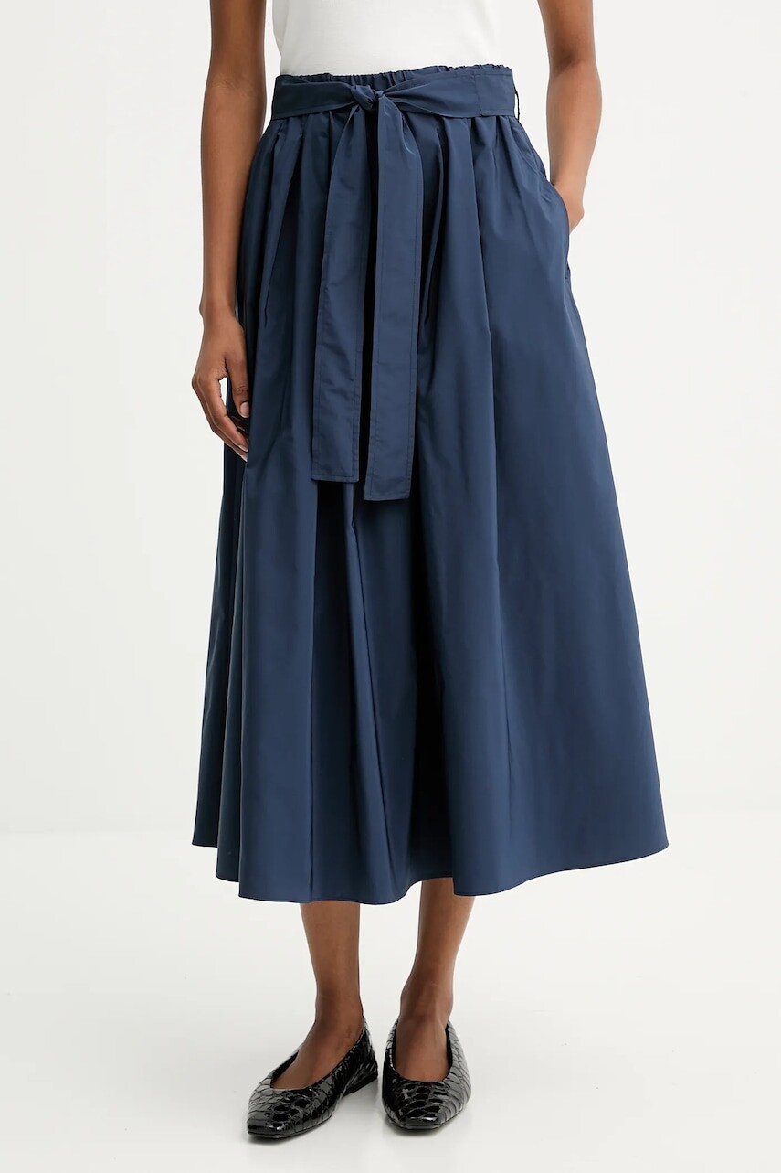 Sukňa Weekend Max Mara ZARDA tmavomodrá farba, midi, áčkový strih, 2525106031600