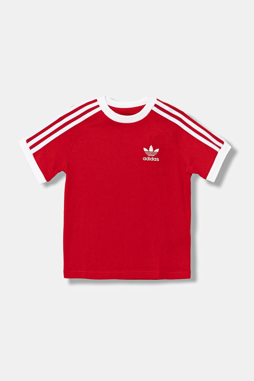 Detské bavlnené tričko adidas Originals červená farba, s nášivkou, JY3748