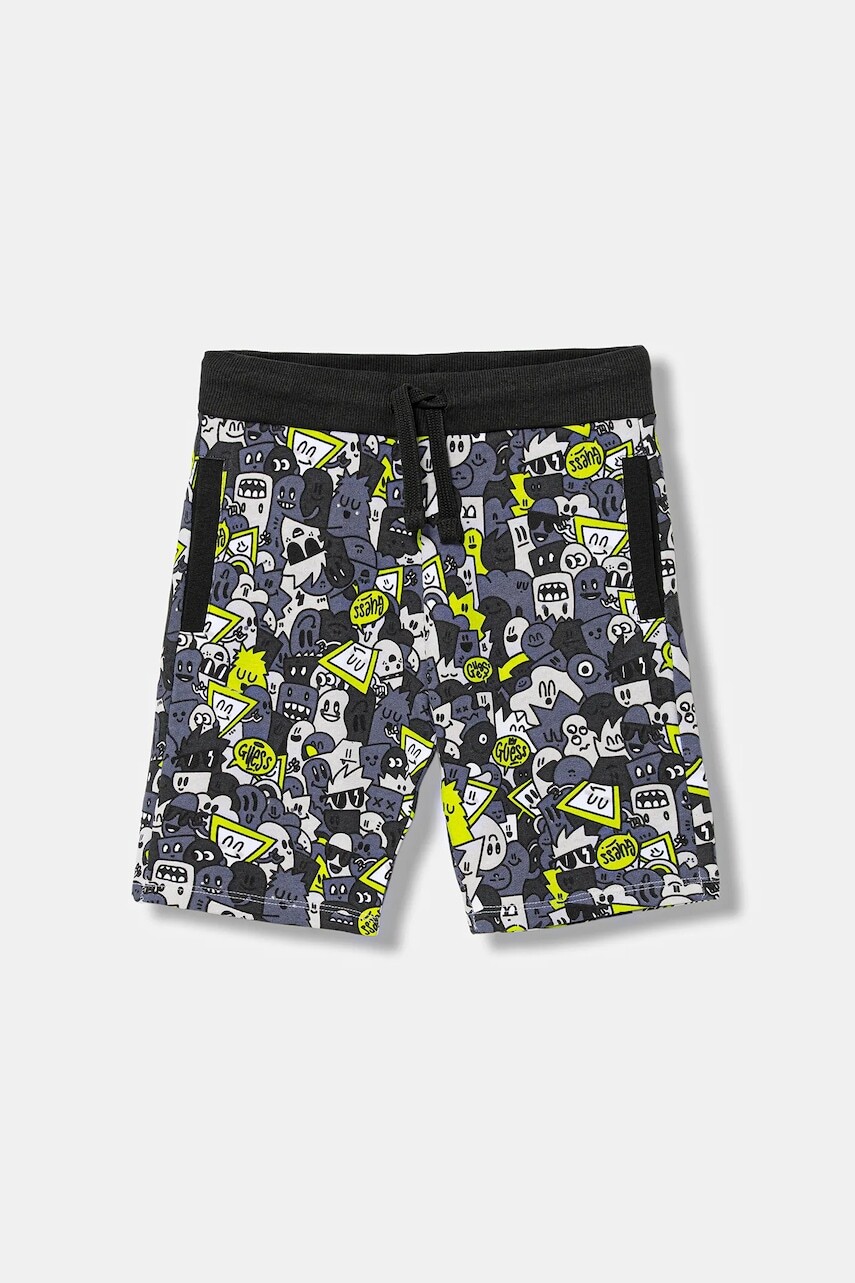 Detské bavlnené šortky Guess zelená farba, nastaviteľný pás N5YD00 KA6R4