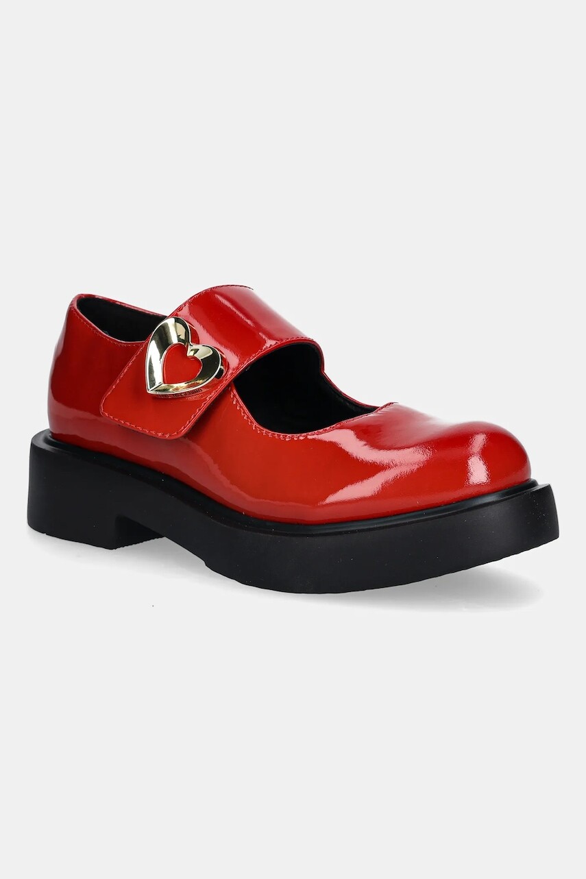 Kožené balerínky Love Moschino červená farba, JA10114G1NIH0500