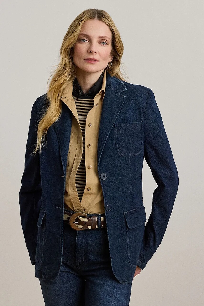 Sako Lauren Ralph Lauren tmavomodrá farba, jednoradové, 200982843