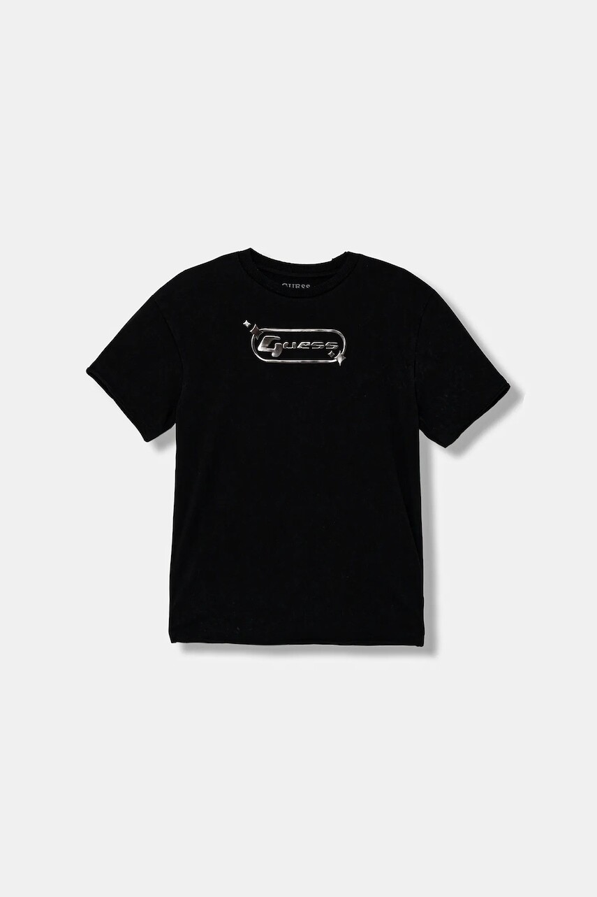Detské bavlnené tričko Guess čierna farba, s potlačou, L5YI08 K8HM4