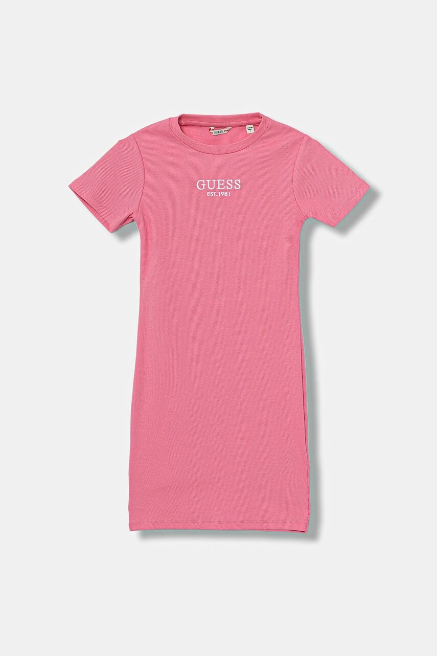 Dievčenské šaty Guess ružová farba, mini, rovný strih, J5YK11 KBZP4