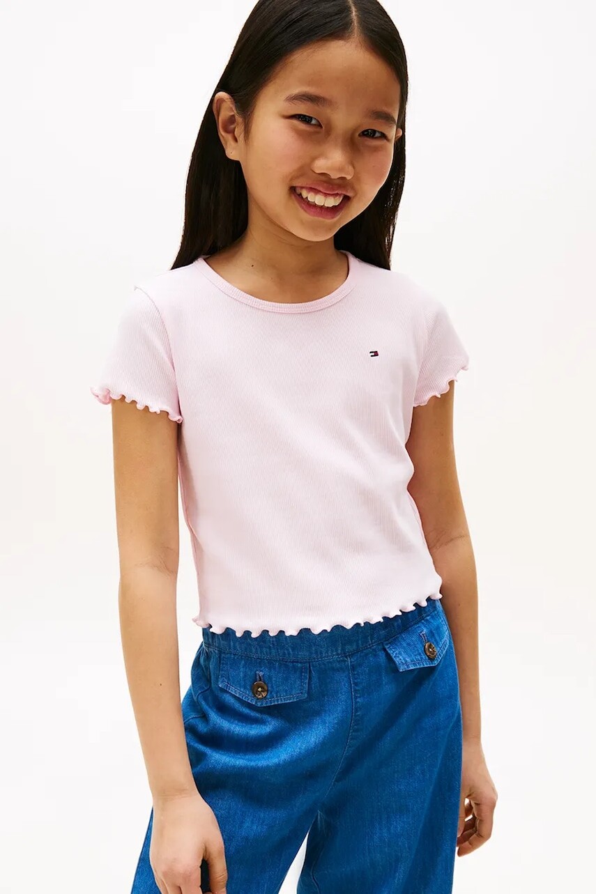 Tričko Tommy Hilfiger ružová farba, KG0KG08590