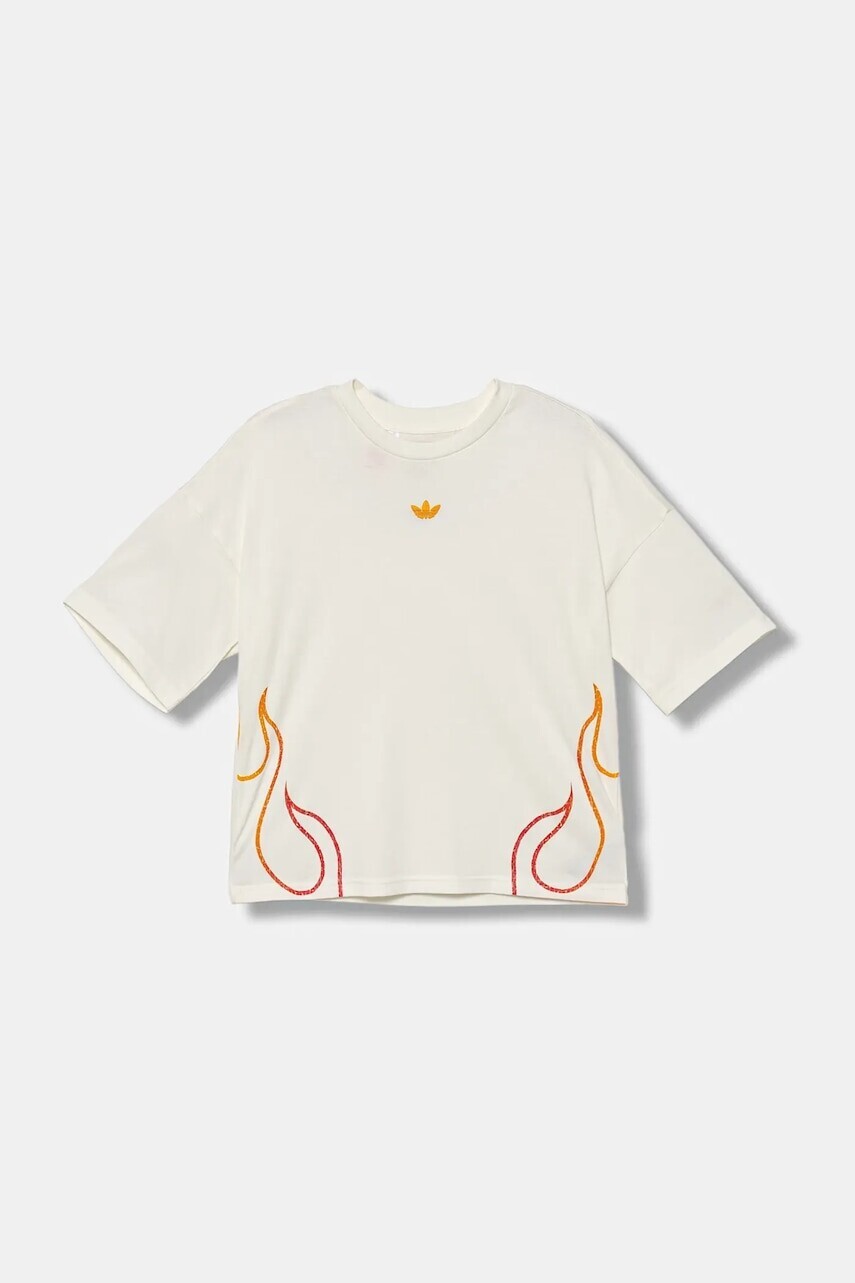 Detské bavlnené tričko adidas Originals béžová farba, vzorované, JY2743