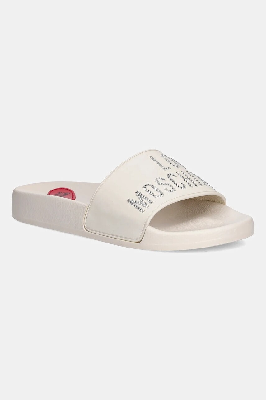 Šľapky Love Moschino béžová farba
