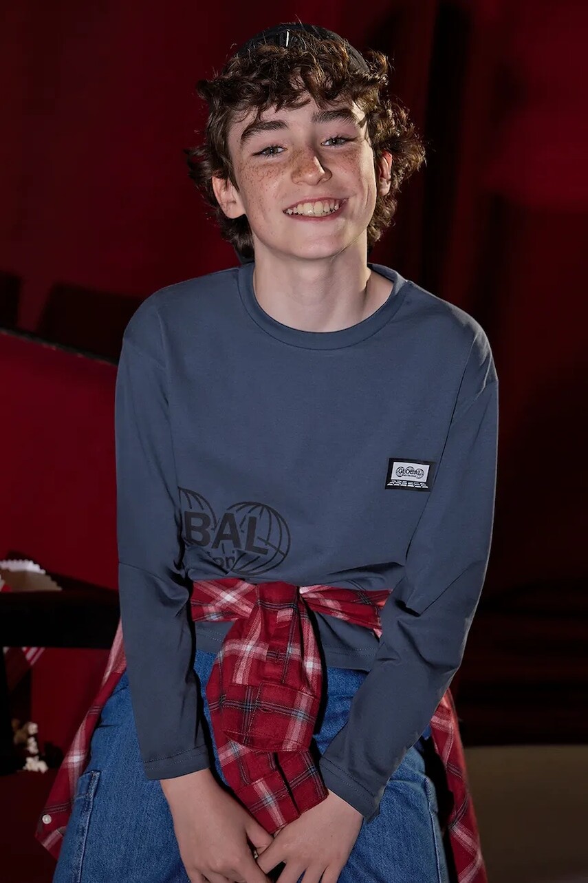 Bavlnené tričko s dlhým rukávom Mayoral modrá farba, 7014