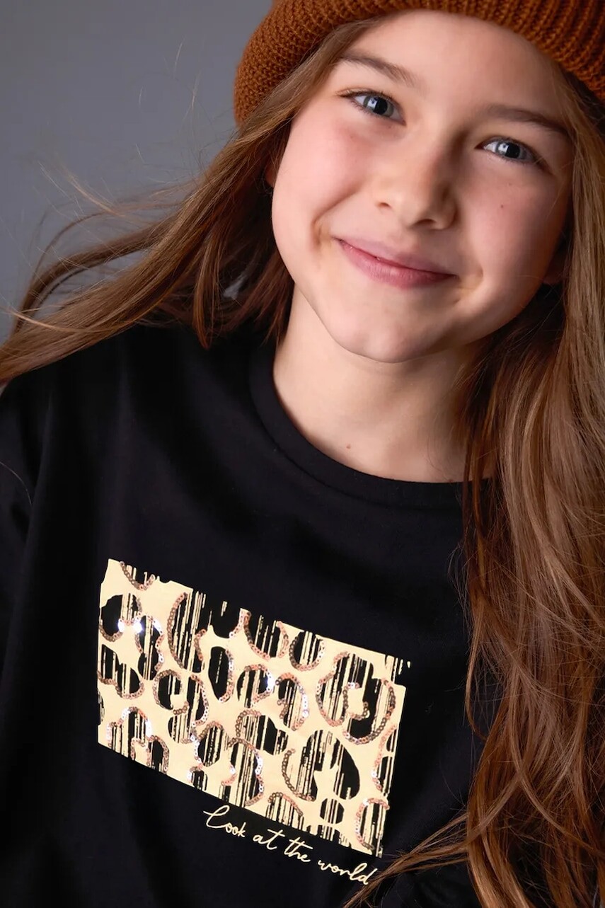 Bavlnené tričko s dlhým rukávom Mayoral čierna farba, 7024