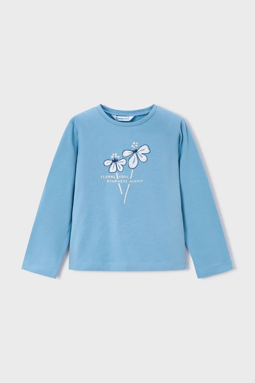 Bavlnené tričko s dlhým rukávom Mayoral modrá farba, 178