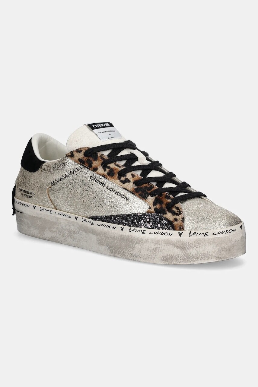 Kožené tenisky Crime London DISTRESSED PLATFORM zlatá farba, 25071AA8