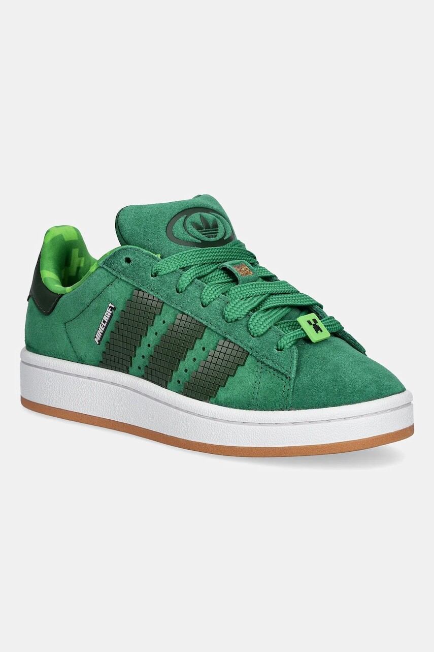 Detské semišové tenisky adidas Originals CAMPUS 00s zelená farba, JS3778