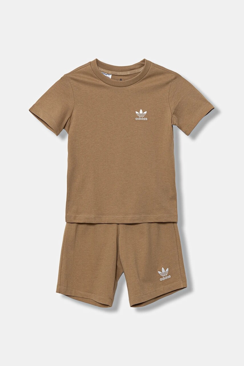 Detská bavlnená súprava adidas Originals hnedá farba, JY4981