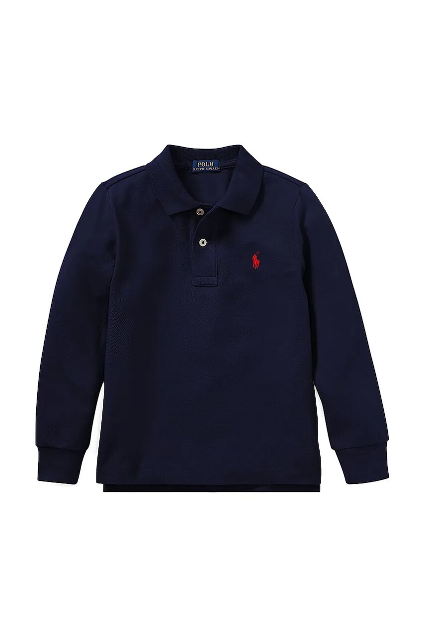Detská bavlnená košeľa s dlhým rukávom Polo Ralph Lauren tmavomodrá farba, jednofarebná, 322703634032