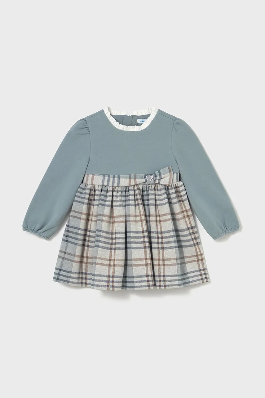 Dievčenské šaty Mayoral modrá farba, mini, áčkový strih, 2903