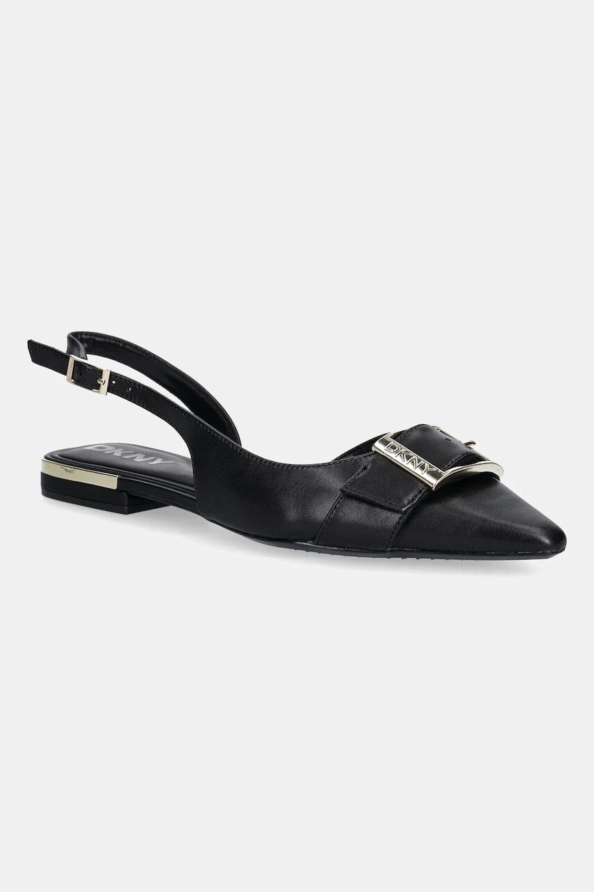 Kožené balerínky Dkny Clemma čierna farba, s otvorenou pätou, K3590639