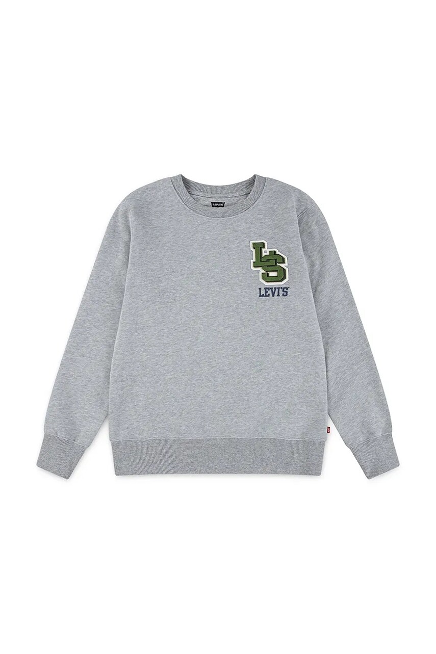 Detská mikina Levi's STREAMLINE MONOGRAM CREWNE šedá farba, melanžová, 8EP034