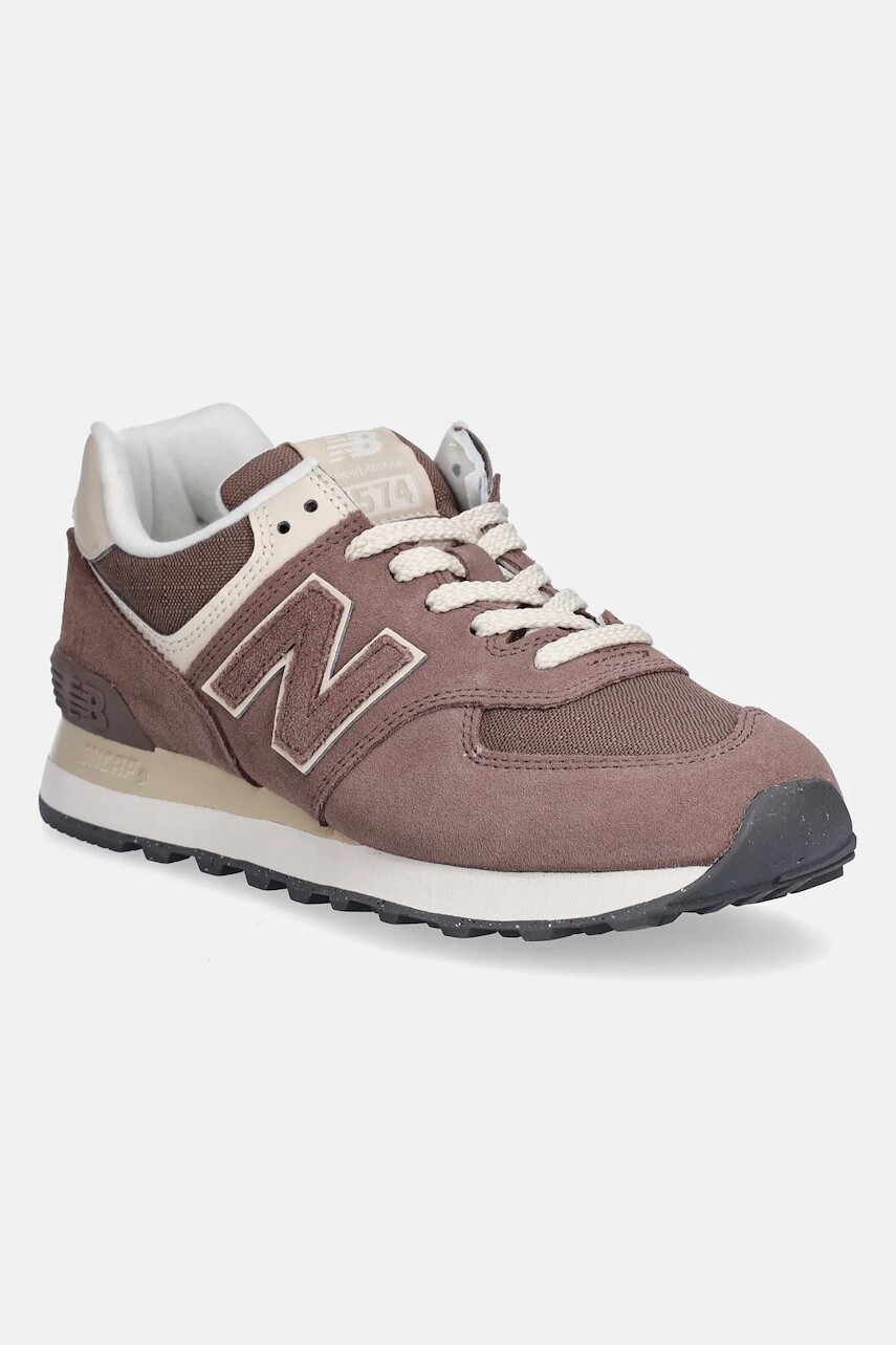 Semišové tenisky New Balance 574 hnedá farba, WL574RTS