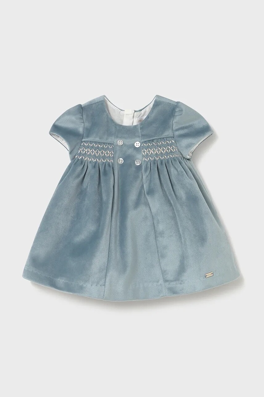 Šaty Mayoral Newborn modrá farba, mini, áčkový strih, 2816