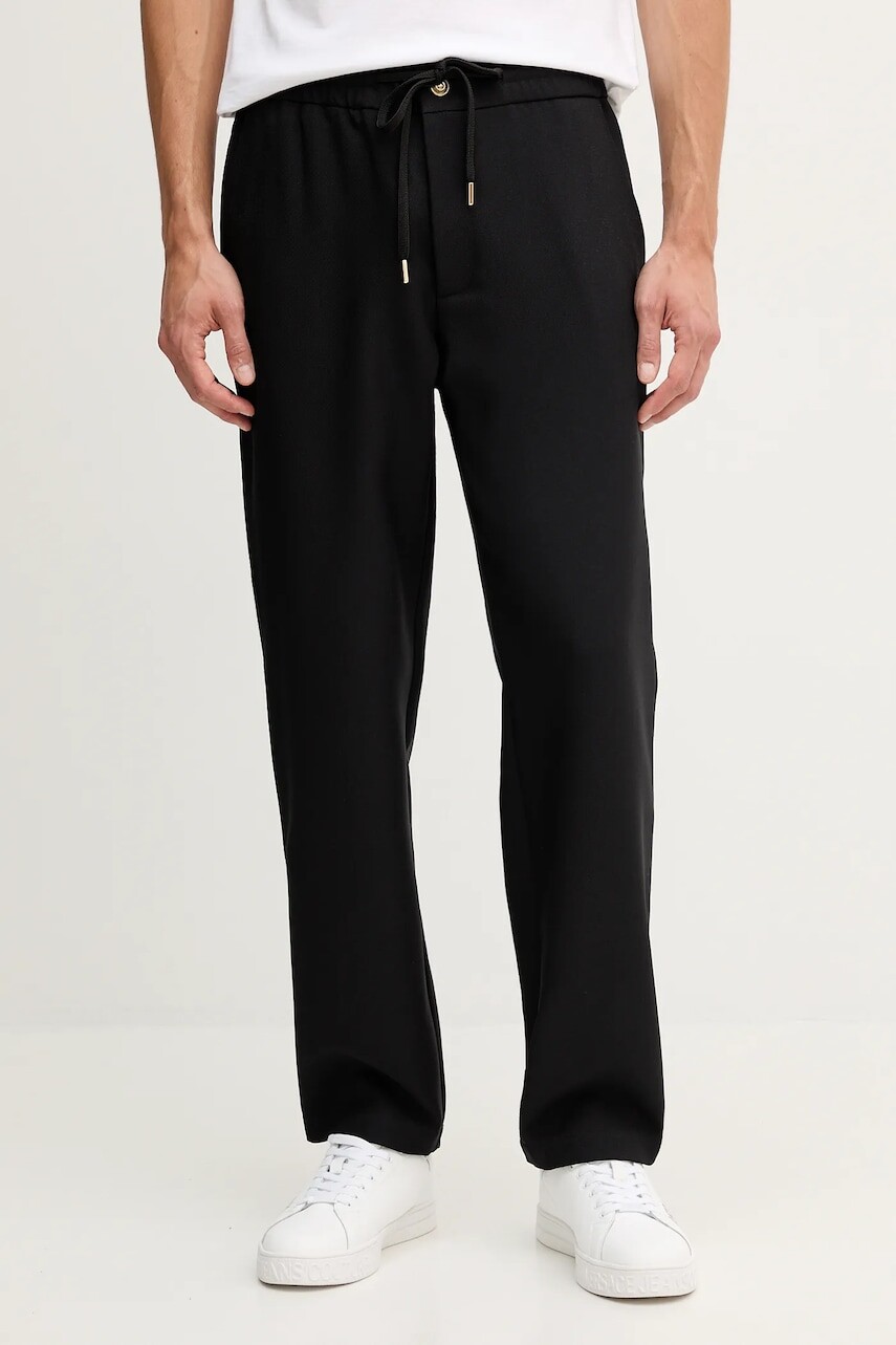 Nohavice Versace Jeans Couture čierna farba, rovný strih, 79GAA100 N0136