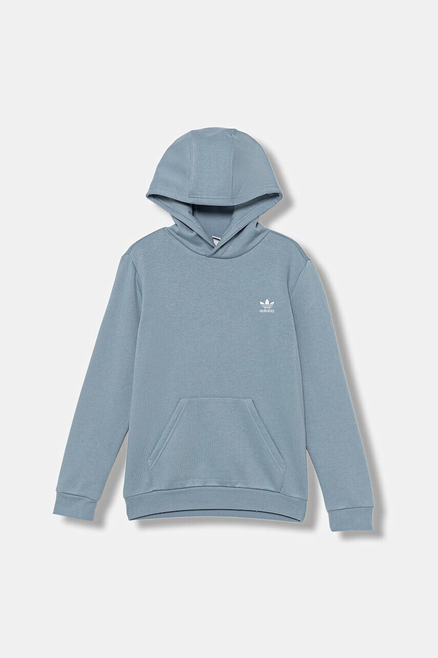 Detská mikina adidas Originals modrá farba, s kapucňou, jednofarebná, JX2741