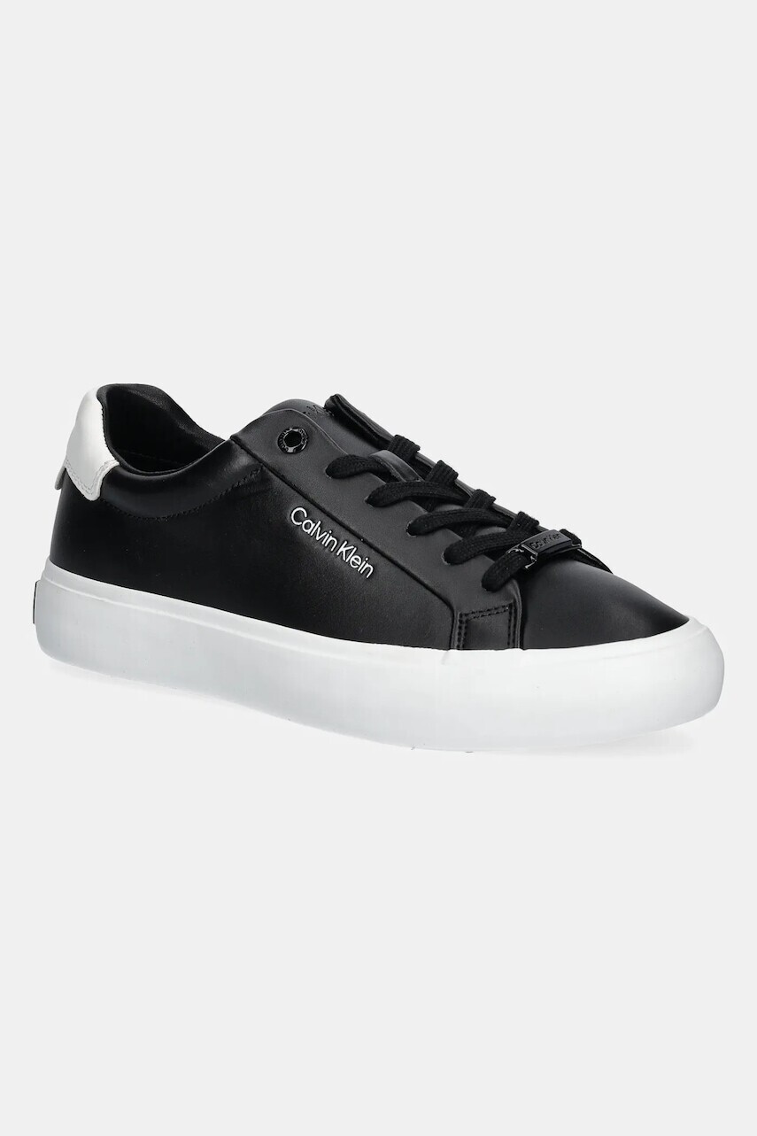 Kožené tenisky Calvin Klein VULC LACE UP čierna farba, HW0HW01681