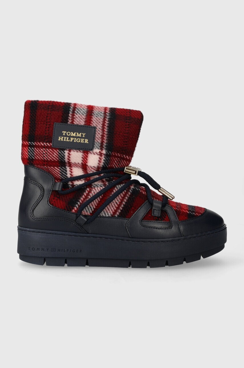 Snehule Tommy Hilfiger TARTAN SNOWBOOT tmavomodrá farba, FW0FW07612