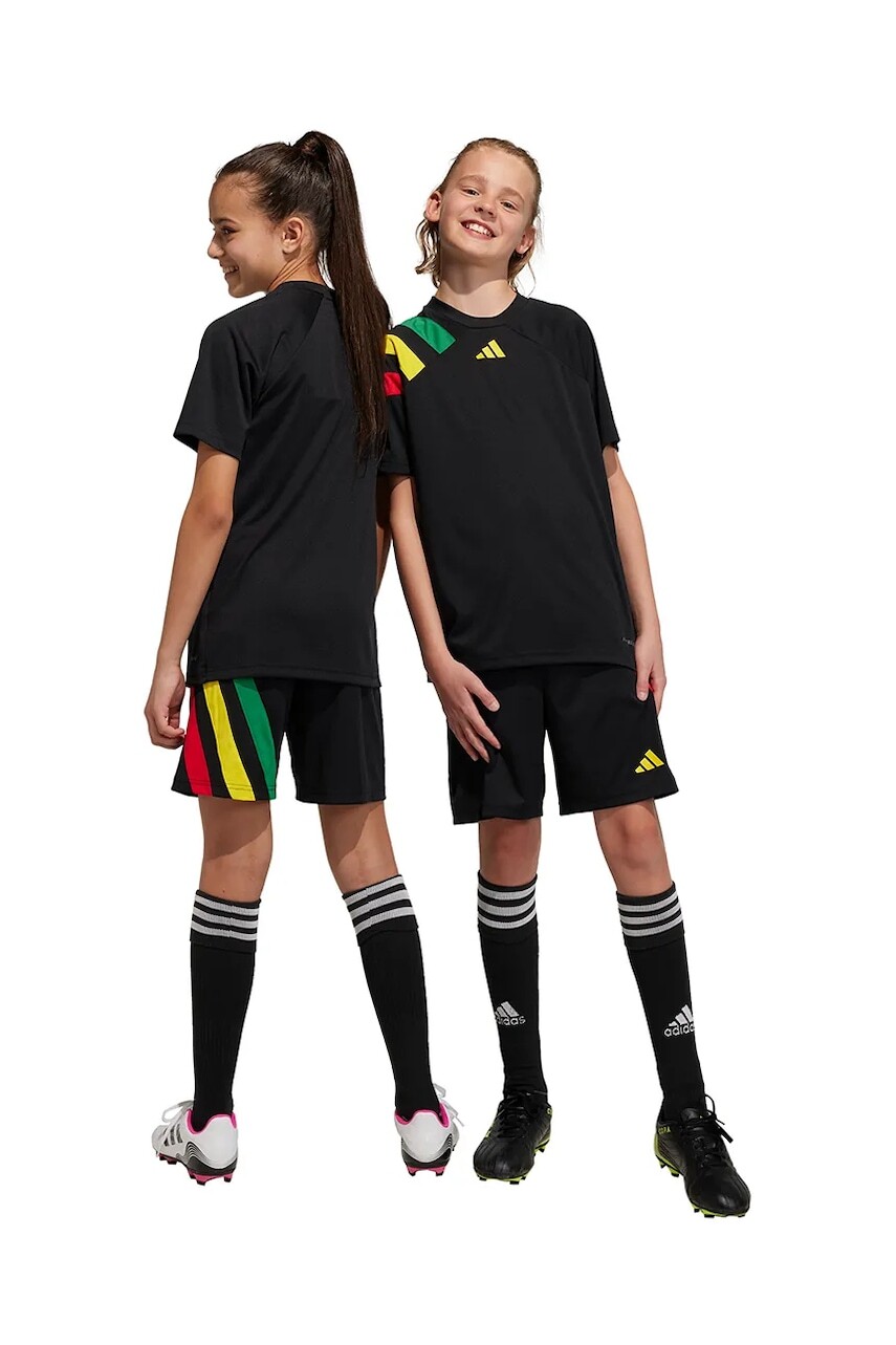 Detské krátke nohavice adidas Performance FORTORE23 SHO Y čierna farba, vzorované, nastaviteľný pás IK5728