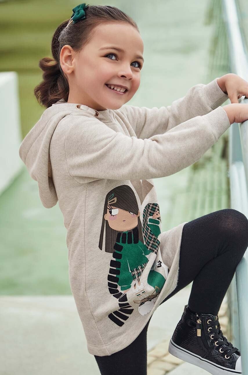 Dievčenské šaty Mayoral zelená farba, mini, rovný strih, 4930