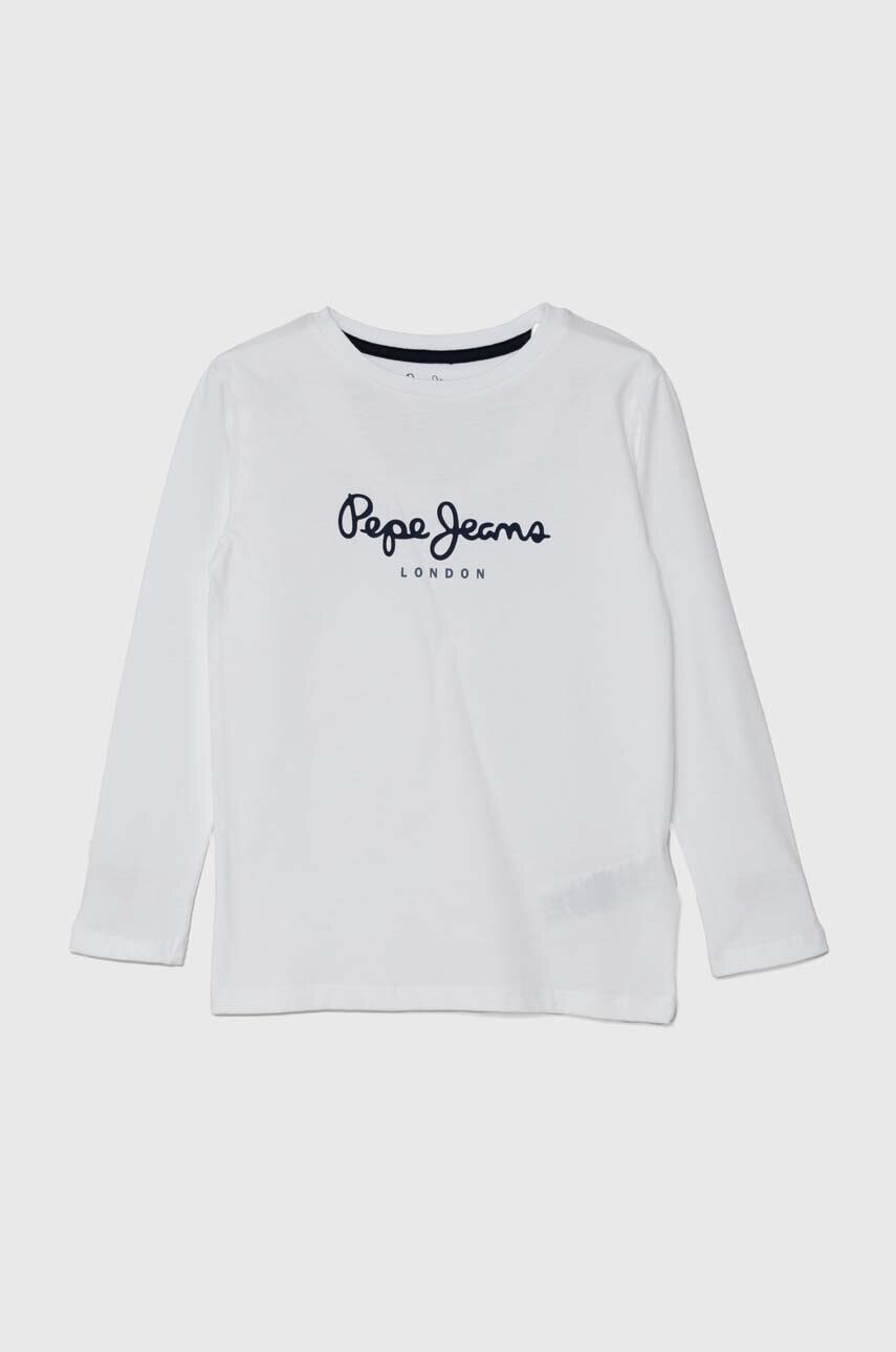 Detská bavlnená košeľa s dlhým rukávom Pepe Jeans NEW HERMAN biela farba, s potlačou, PB503919