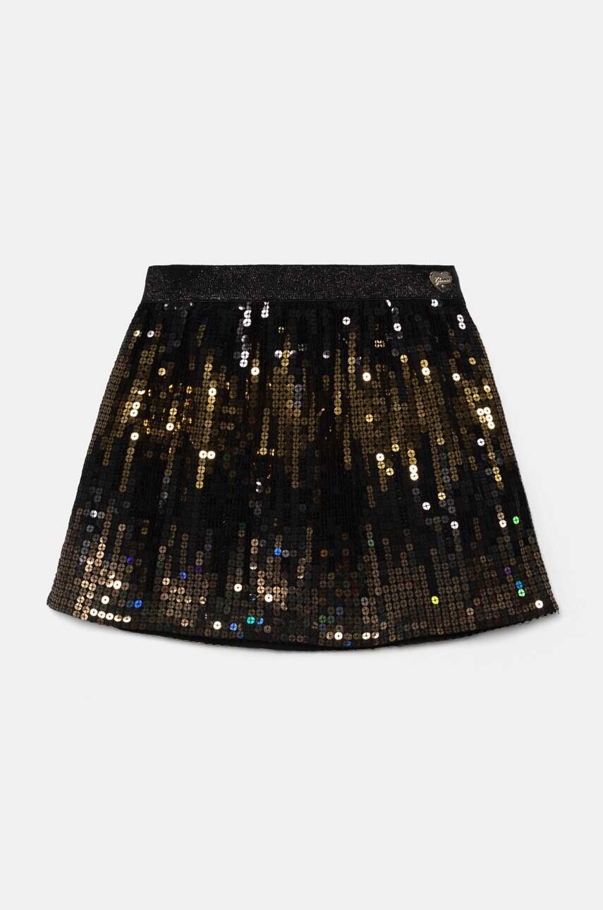 Dievčenská sukňa Guess zlatá farba, mini, áčkový strih, K4BD01 KCH80