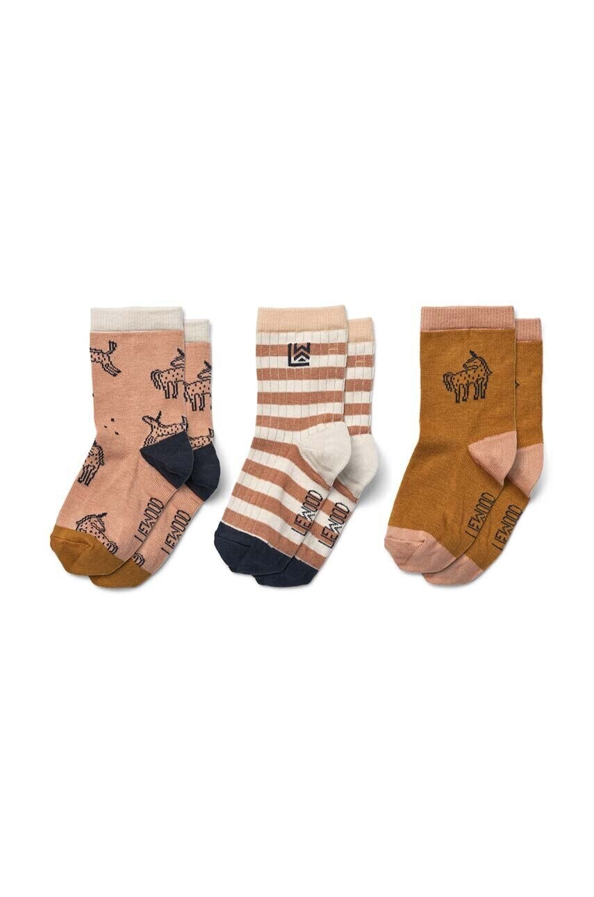 Detské ponožky Liewood Silas Socks 3-Pack 3-pak ružová farba, LW15118