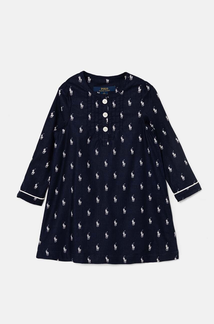 Detská bavlnená nočná košeľa Polo Ralph Lauren tmavomodrá farba, vzorovaná, 3P0197