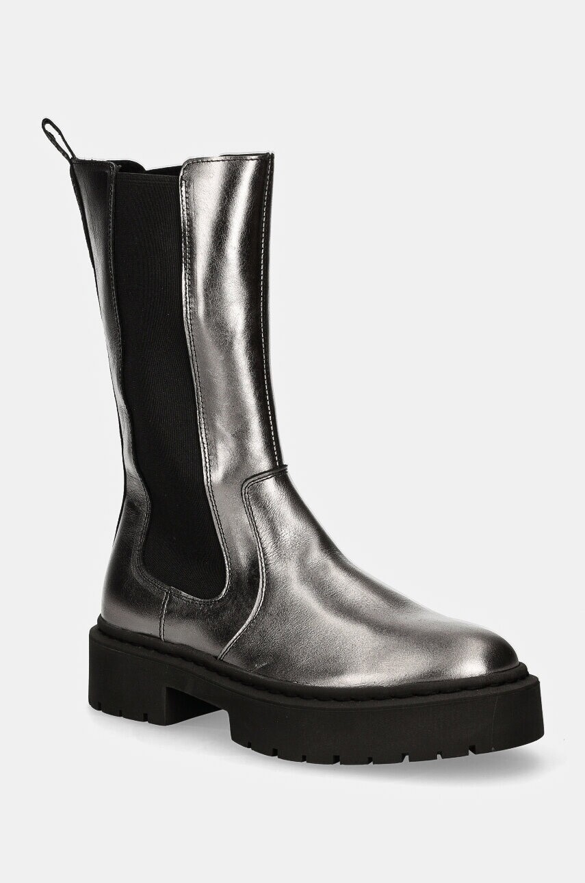 Členkové topánky Steve Madden Ginny dámske, strieborná farba, na plochom podpätku, SM11003332