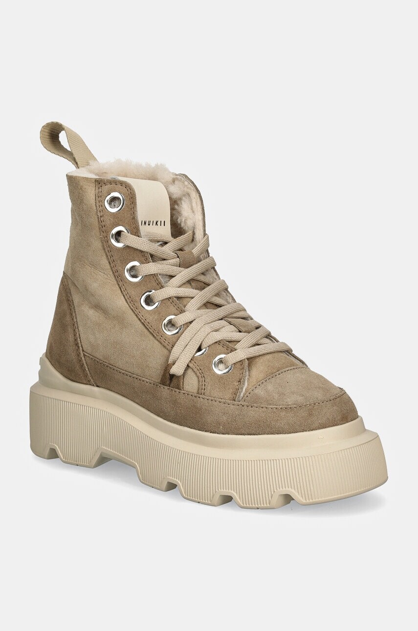 Semišové topánky Inuikii Matilda Shearling béžová farba, na platforme, zateplené, 35203-028
