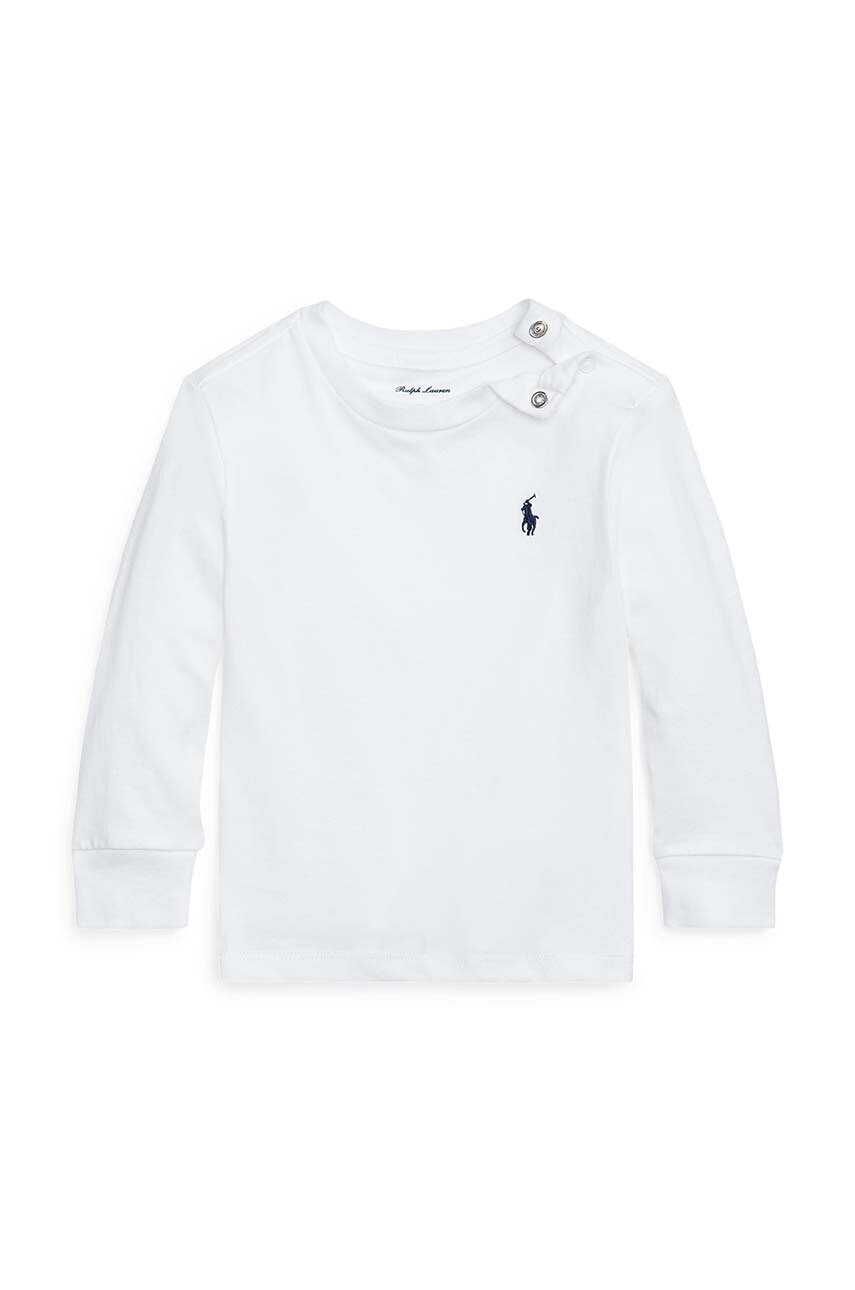 Detské bavlnené tričko s dlhým rukávom Polo Ralph Lauren biela farba, jednofarebné, 320843804004