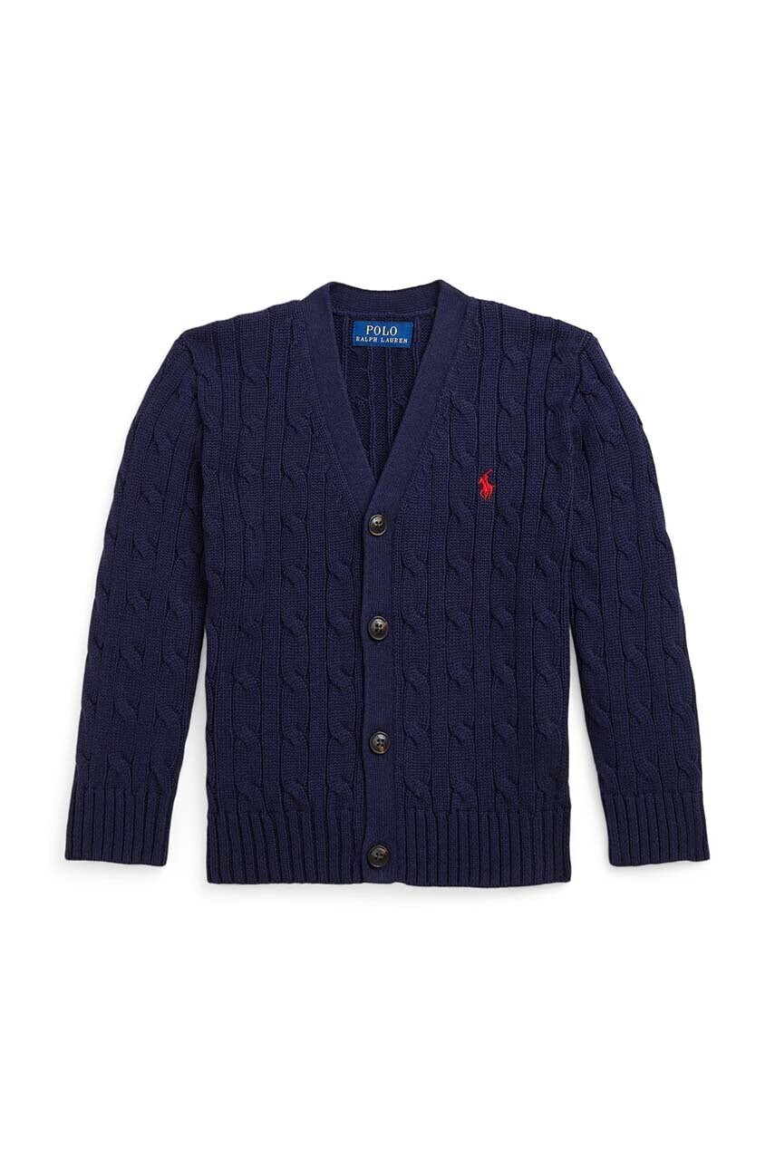 Detský bavlnený kardigan Polo Ralph Lauren tmavomodrá farba, 322925717006