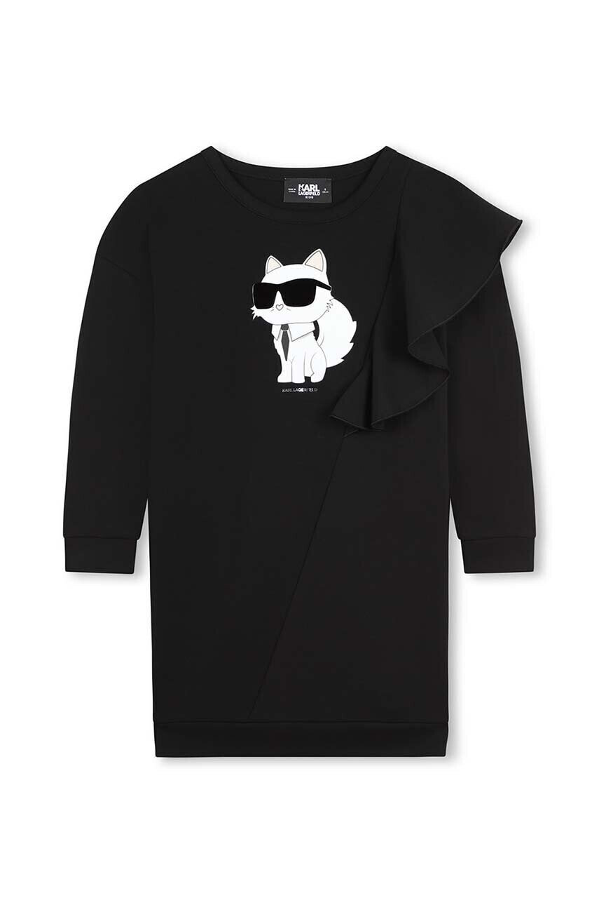 Dievčenské šaty Karl Lagerfeld čierna farba, mini, rovný strih, Z30181
